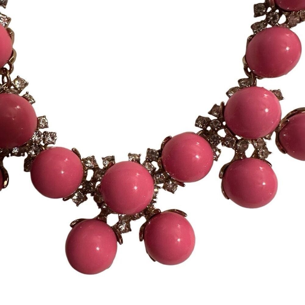 Talbots Pink With Crystal Statement Necklace - image 4